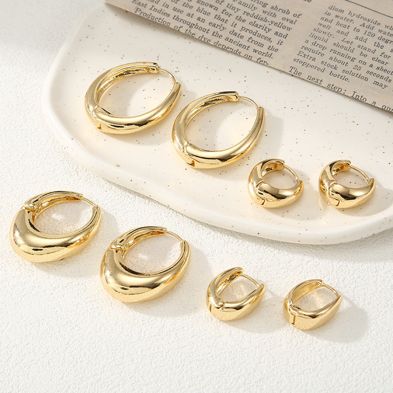 Women's Hoop Earrings with Elegant Curved Design Symbol Fashion