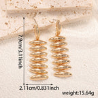 Ladies Hanging Earrings in Modern Spiral Design Symbol Fashion