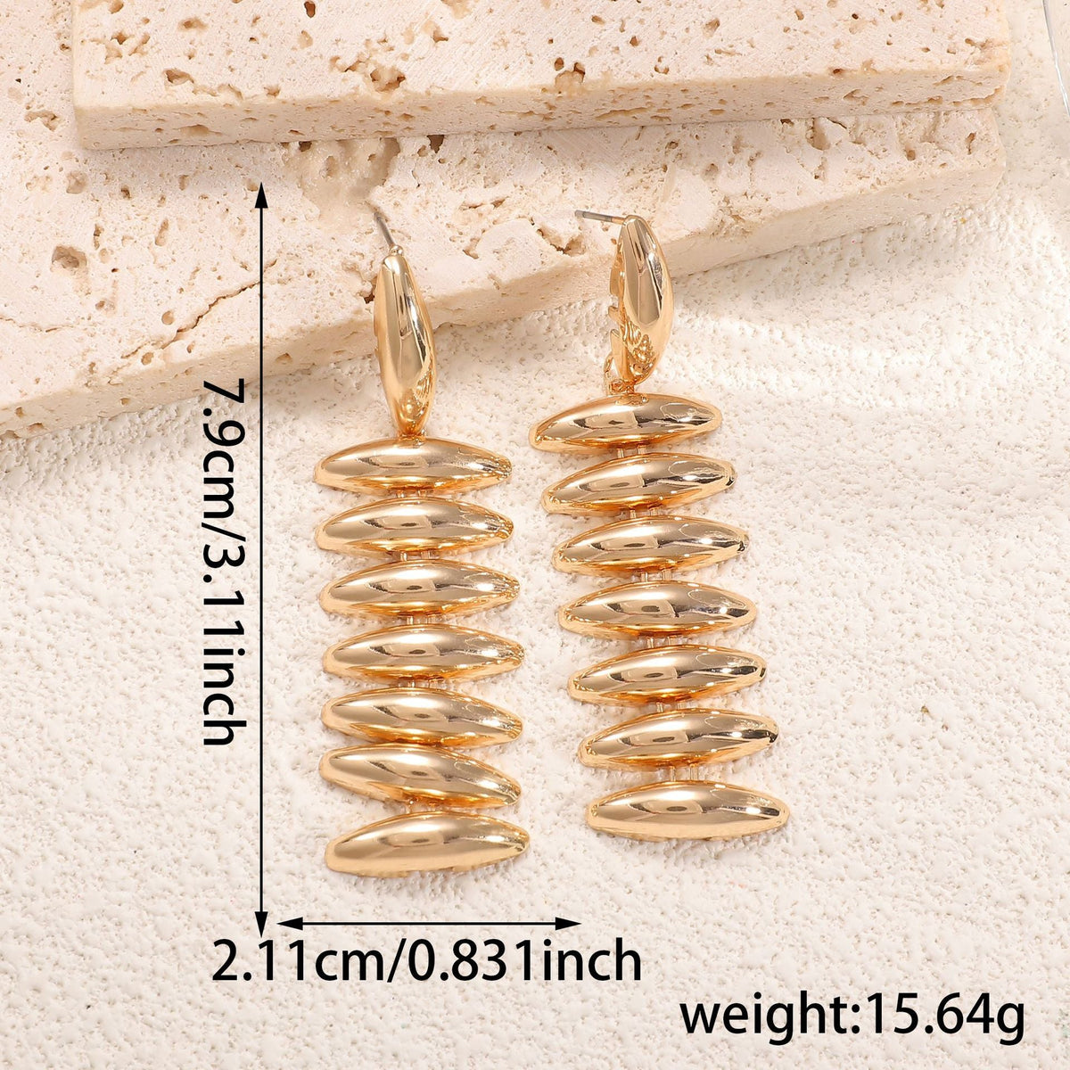 Ladies Hanging Earrings in Modern Spiral Design Symbol Fashion