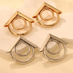 Women's Hanging Earrings with Elegant, Curved Ring Design Symbol Fashion