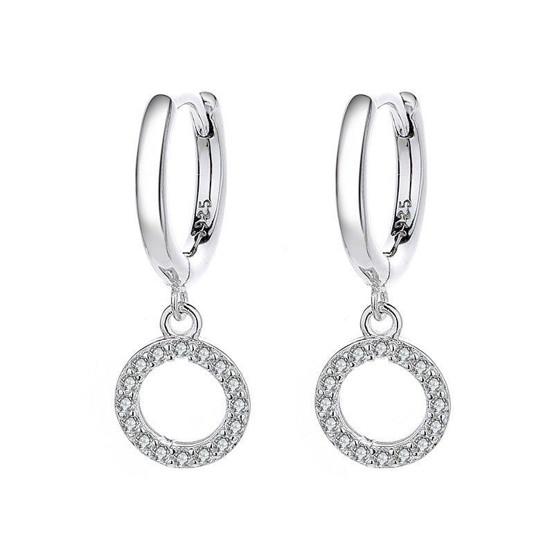 Women's earrings with sparkling circle pendant Symbol Fashion