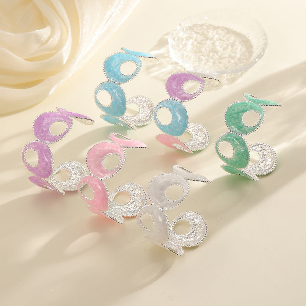 Women Open Bangle with artistic, multicolored design Symbol Fashion