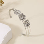 Women Open Bangle with Artistic Flower Motif Symbol Fashion