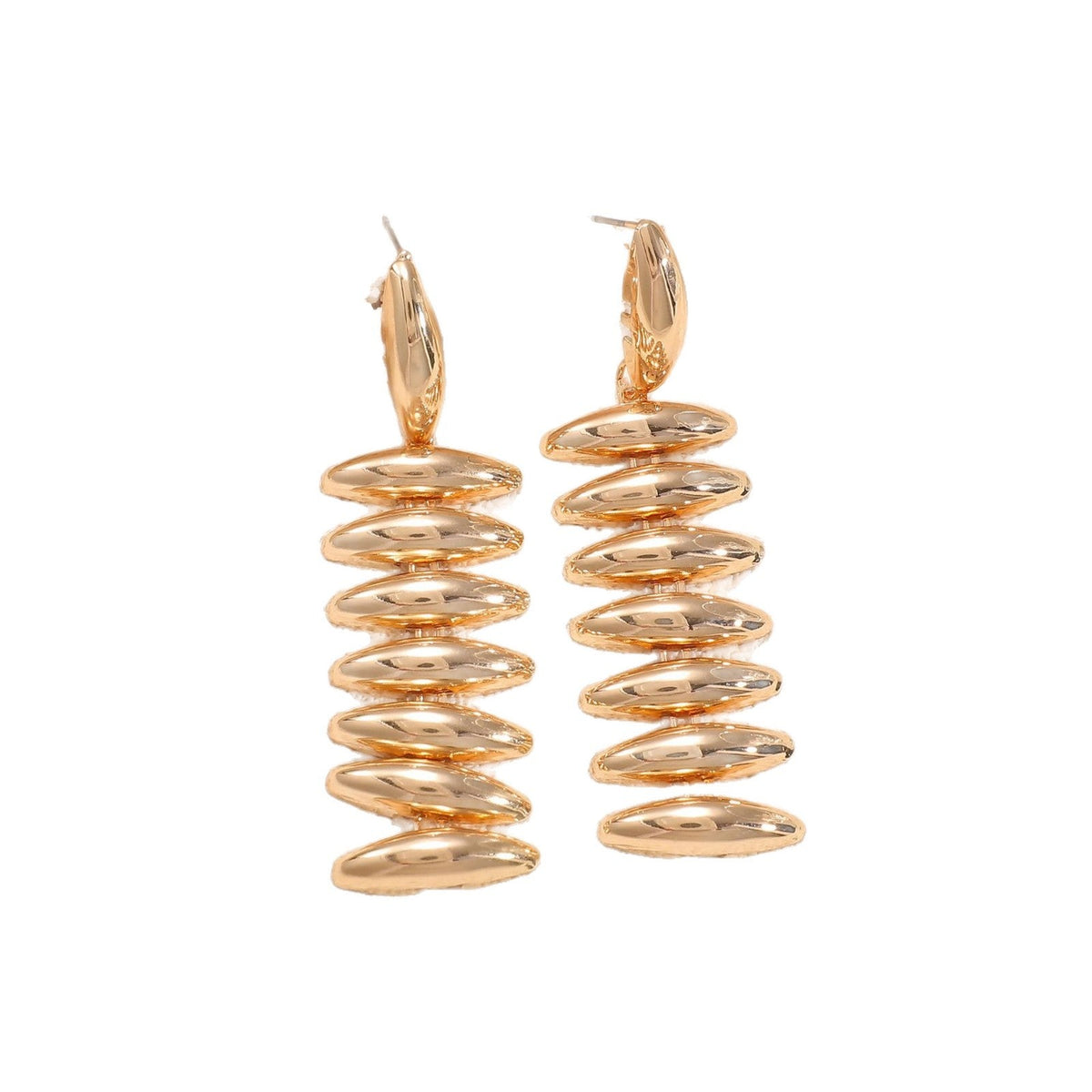 Ladies Hanging Earrings in Modern Spiral Design Symbol Fashion