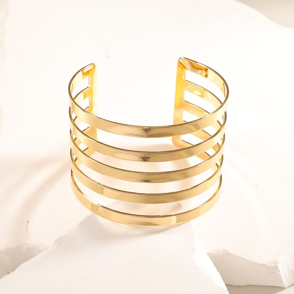 Women Open Bangle with Artistic Relief Design Symbol Fashion