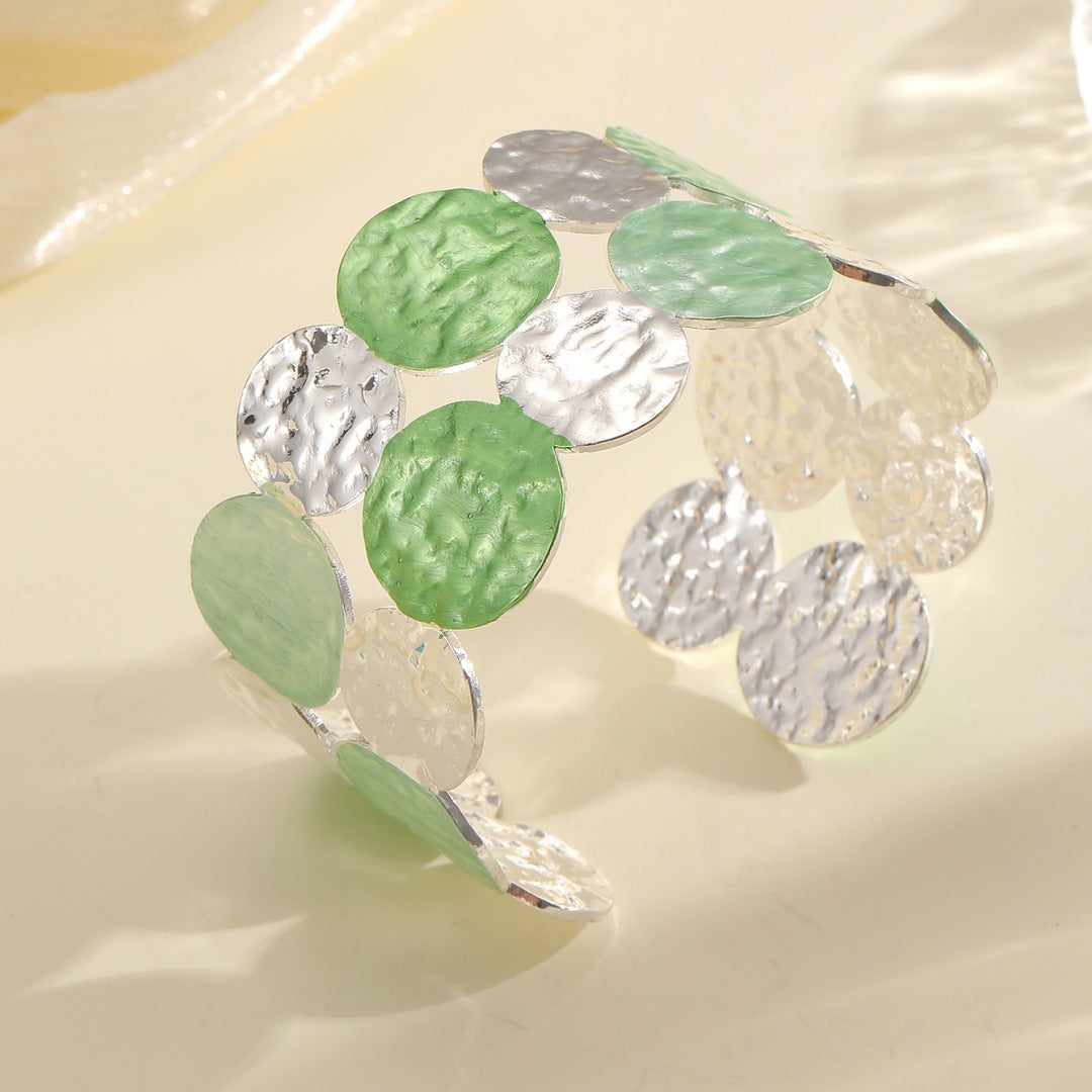 Ladies Open Bangle with Intricate Circle Design Symbol Fashion