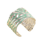 Women Open Bangle with Artistic Wave Pattern Symbol Fashion