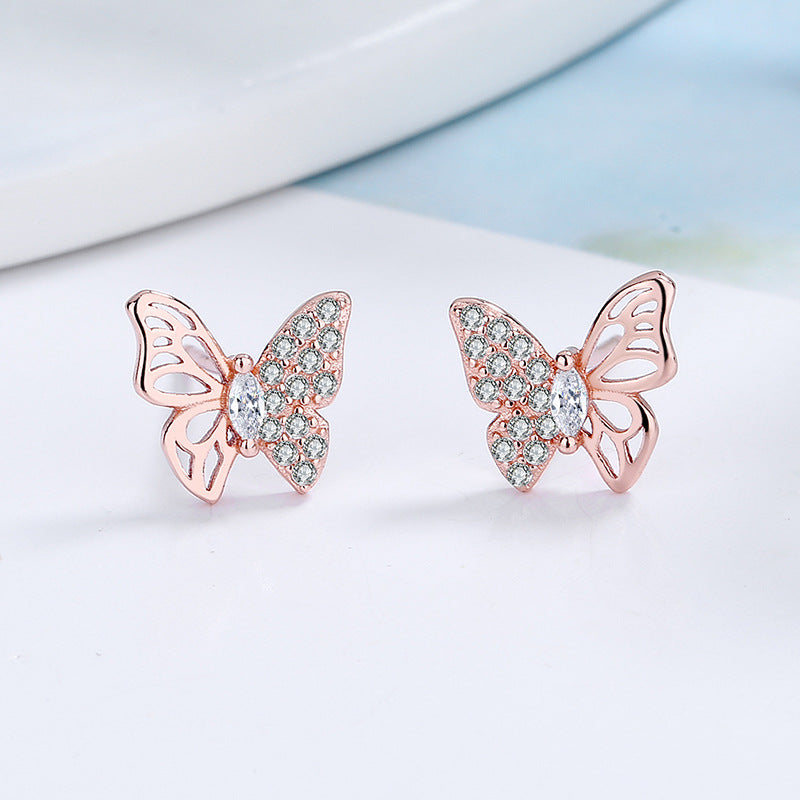 Ladies earrings in an elegant butterfly design with sparkling zirconia Symbol Fashion