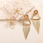 Ladies Hanging Earrings in Artistic Flower Design Symbol Fashion