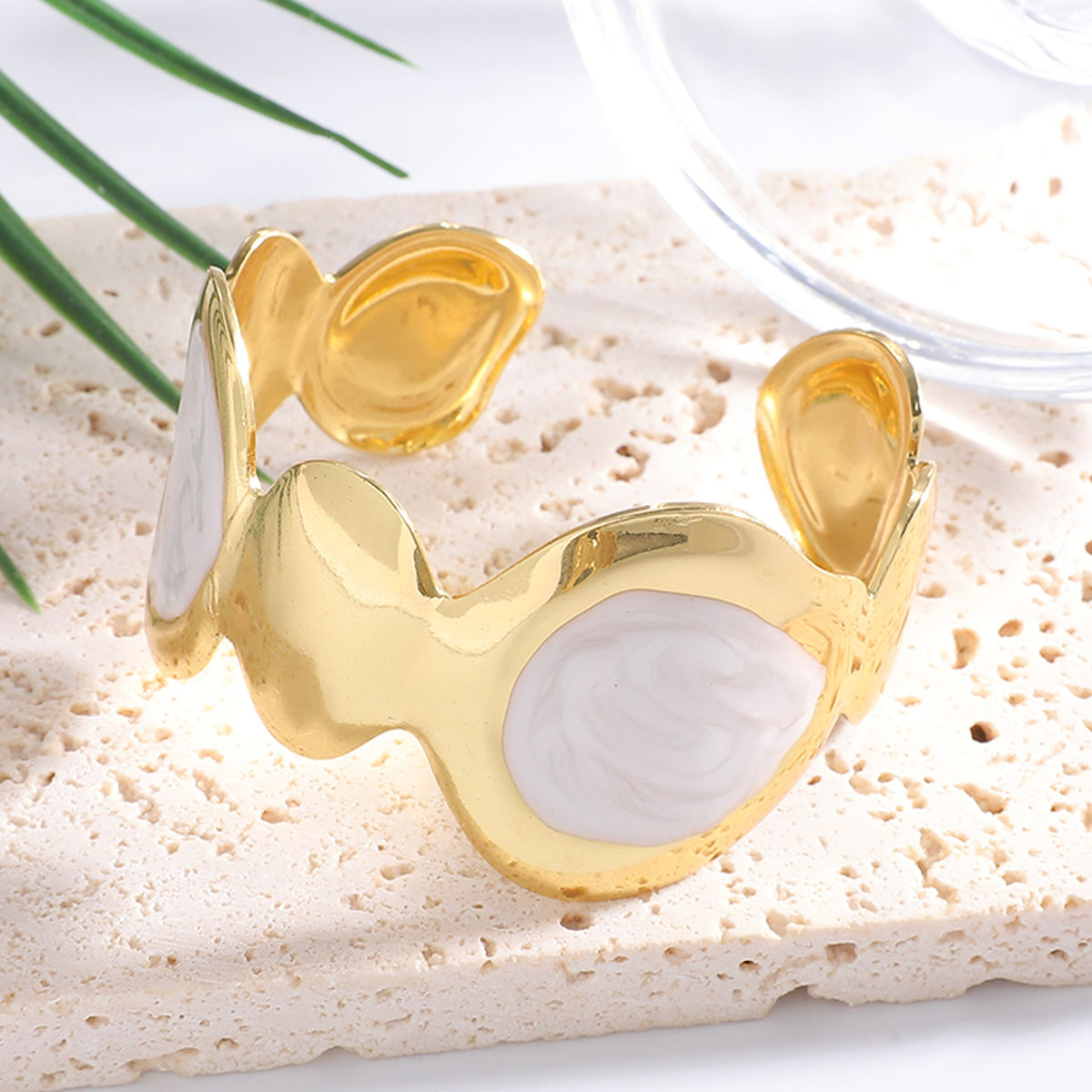 Ladies Open Bangle with Artistic, Curved Design Symbol Fashion
