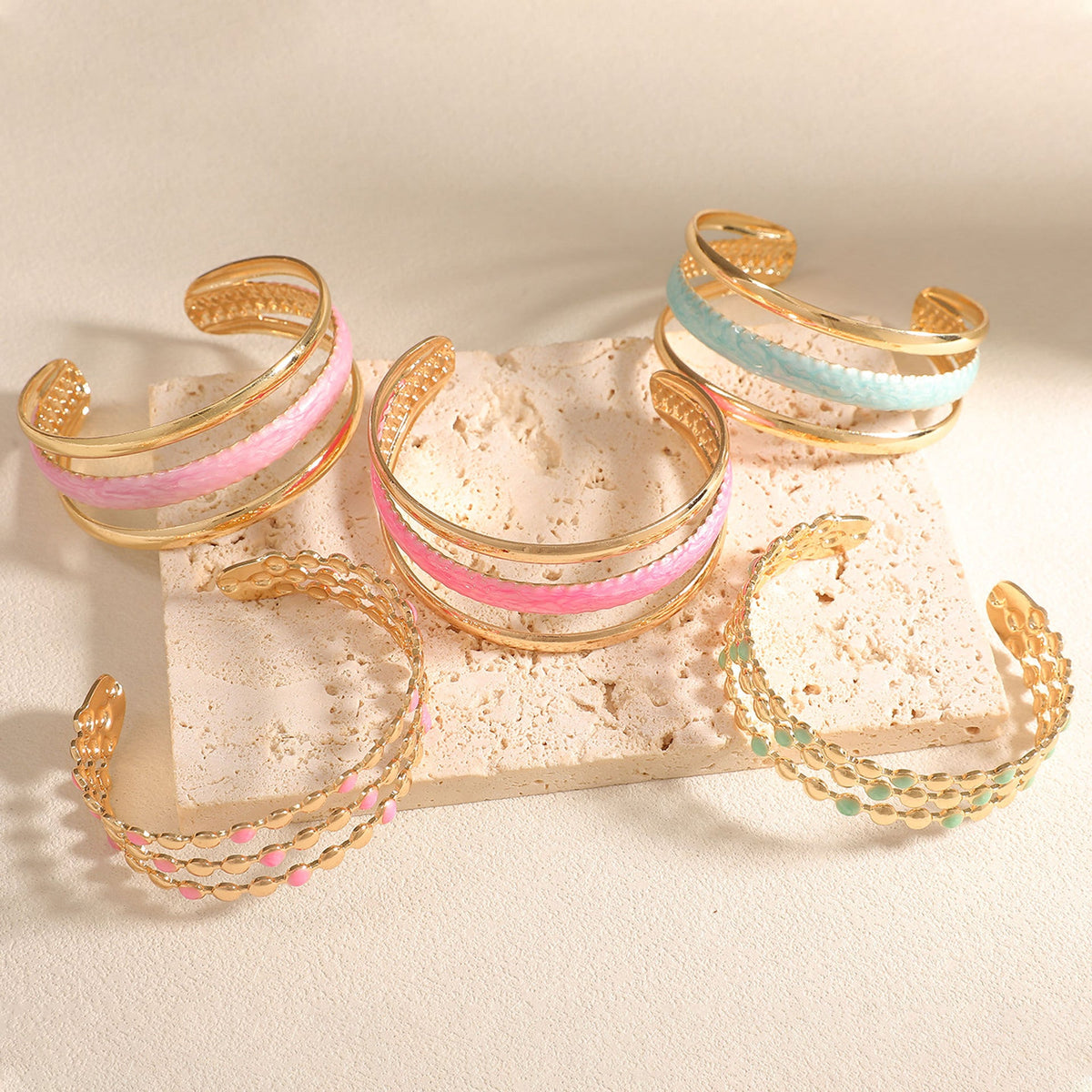 Women Open Bangle with Artistic Relief Design Symbol Fashion