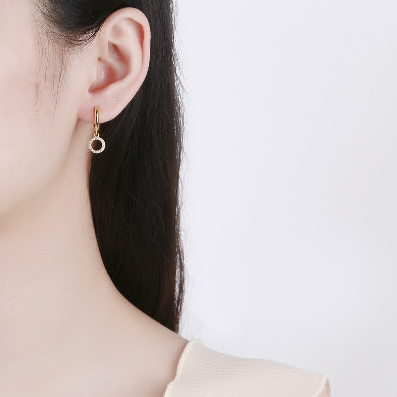 Women's earrings with sparkling circle pendant Symbol Fashion