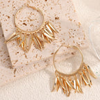 Women Hanging Earrings with Elegant Decorative Leaf Design Symbol Fashion