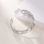Women's Open Bangle in Modern Bamboo Design Symbol Fashion