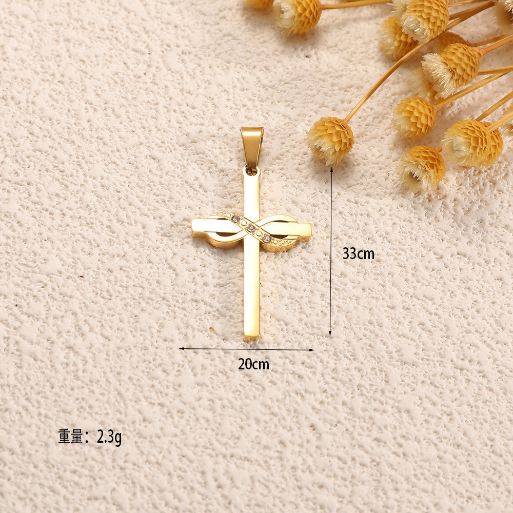 Ladies cross pendant with heart-shaped design and sparkling accents Symbol Fashion