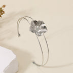 Women Open Bangle with Artistic Flower Motif Symbol Fashion
