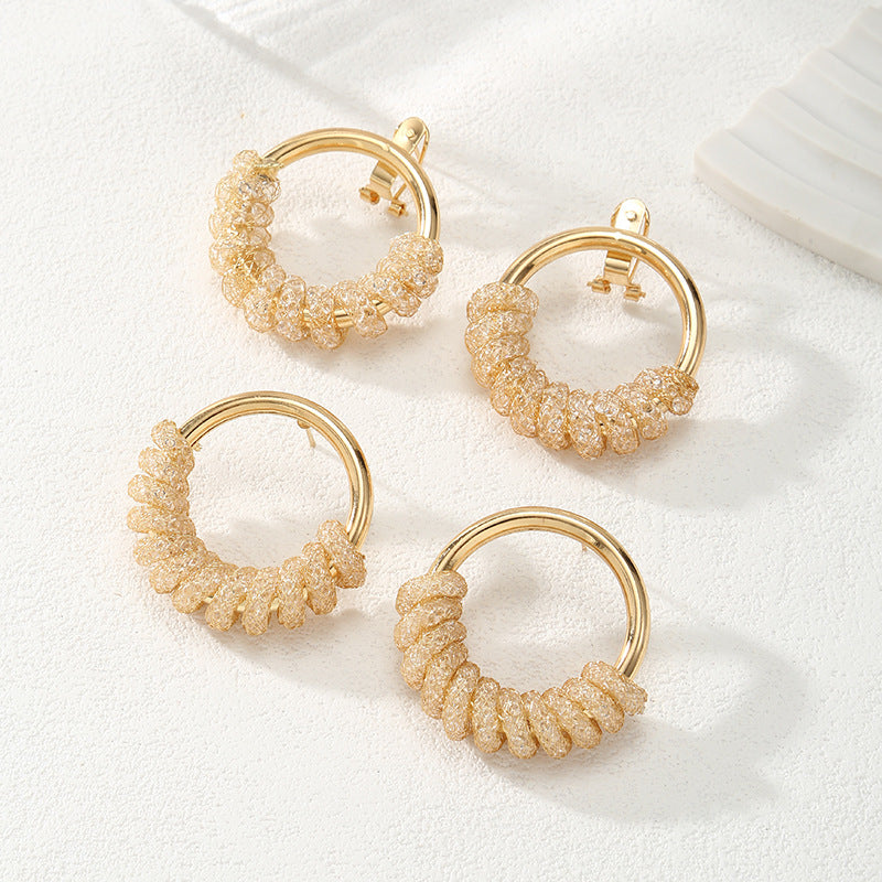 Women's Hanging Earrings with Artistic Spiral Structure Symbol Fashion