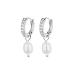 Ladies earrings with elegant zirconia decorations and pearl pendants Symbol Fashion