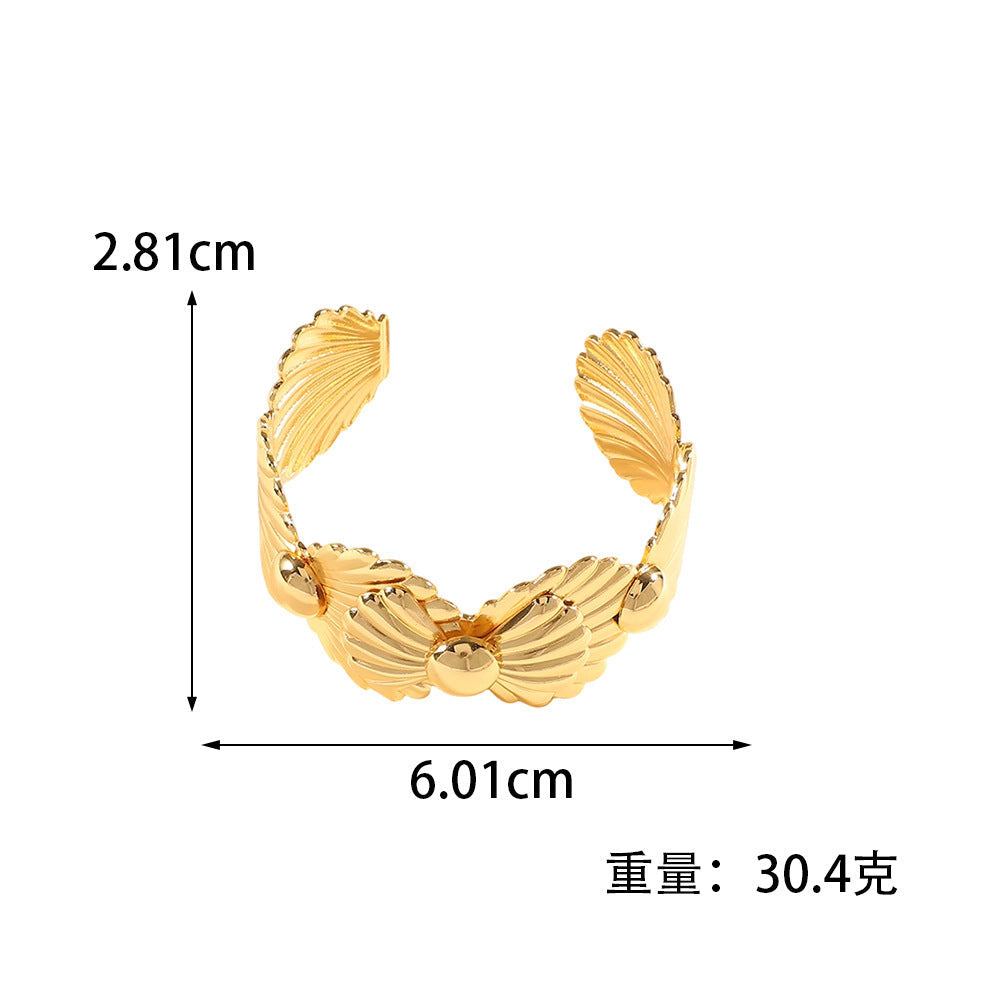 Ladies Open Bangle with Artistic Coral Pattern Symbol Fashion