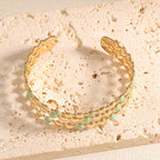 Women Open Bangle with Artistic Relief Design Symbol Fashion