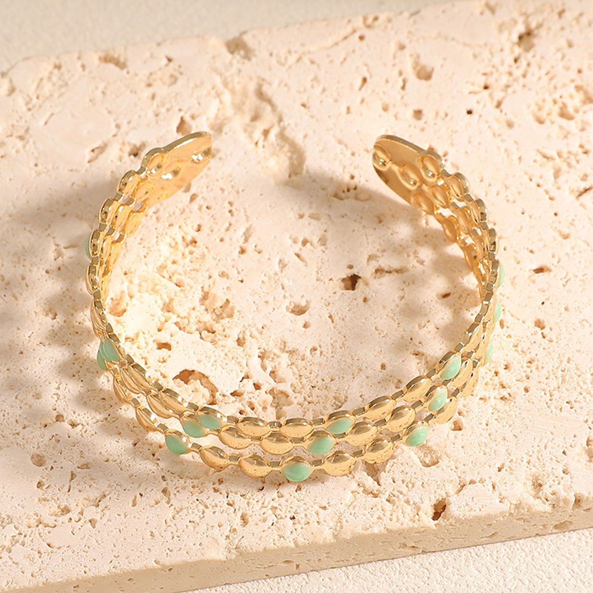Women Open Bangle with Artistic Relief Design Symbol Fashion