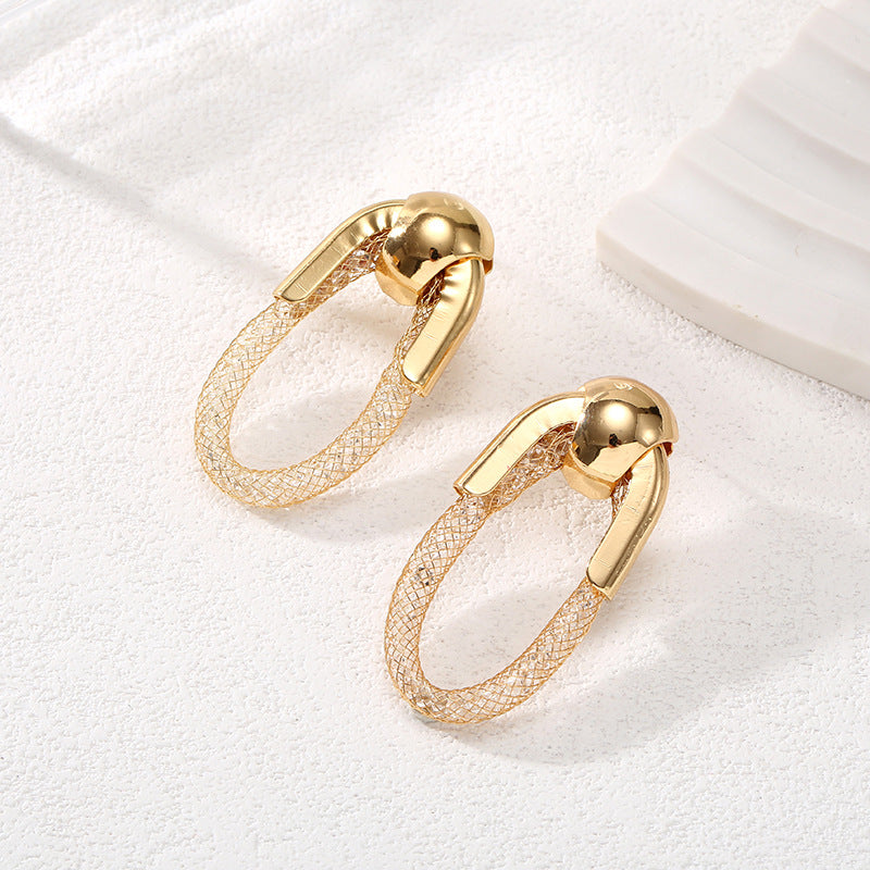 Ladies Hanging Earrings with Innovative, Gold-colored Design Symbol Fashion