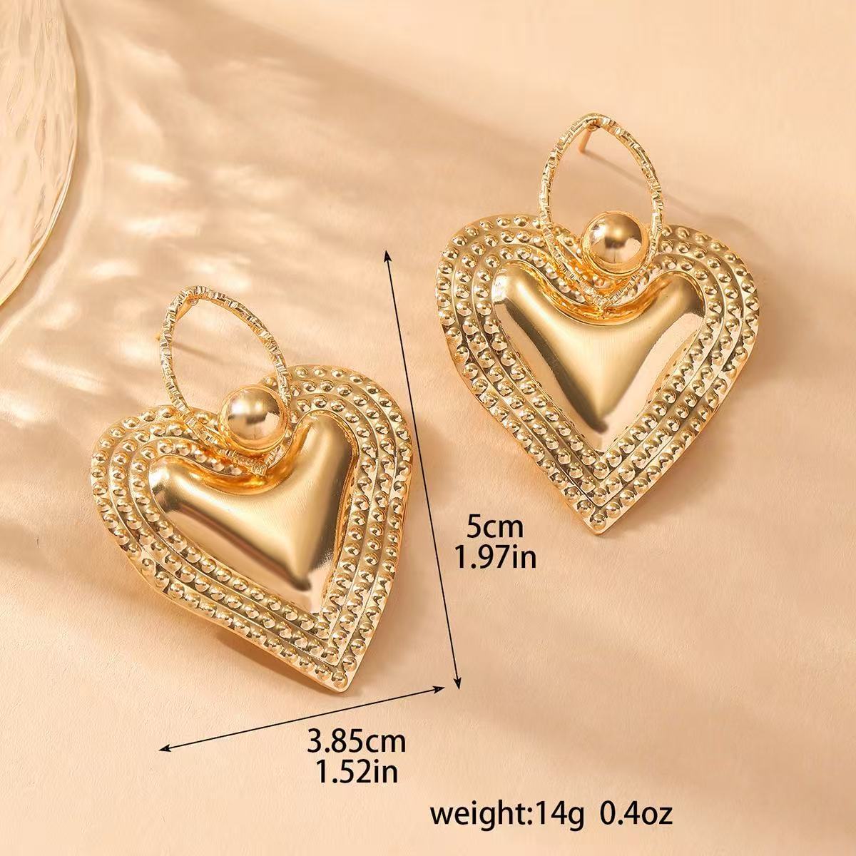 Ladies Heart-Shaped Earrings with Sparkling Zircon Decorations Symbol Fashion