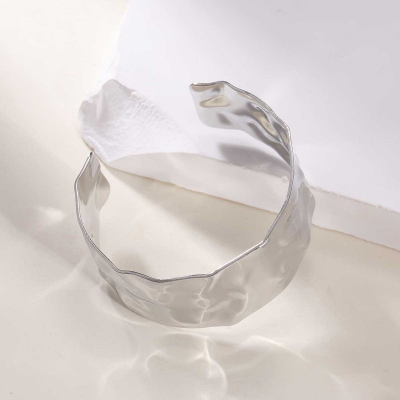 Ladies Open Cuff Bracelet with Artistic, Organic Design Symbol Fashion
