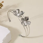 Women Open Bangle with Artistic Flower Motif Symbol Fashion