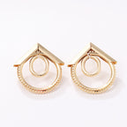 Women's Hanging Earrings with Elegant, Curved Ring Design Symbol Fashion