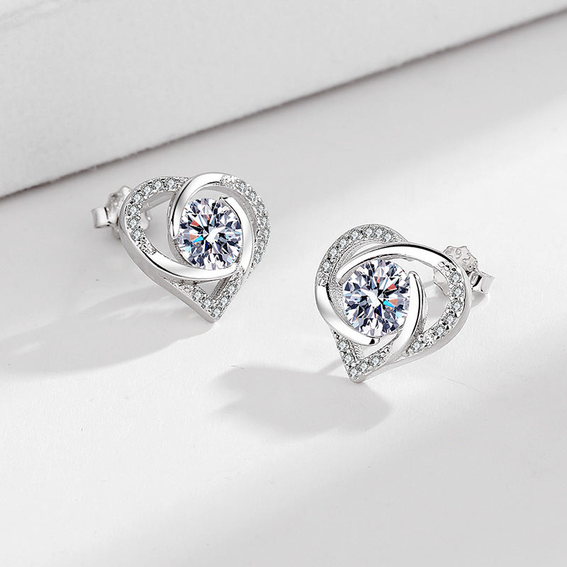 Ladies earrings in elegant heart design with shimmering zirconia Symbol Fashion