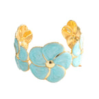 Ladies cuff bracelet with elaborate flower pattern Symbol Fashion