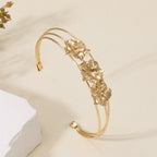 Women Open Bangle with Artistic Flower Motif Symbol Fashion
