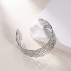 Women's Open Bangle with Elegant Wave Design Symbol Fashion