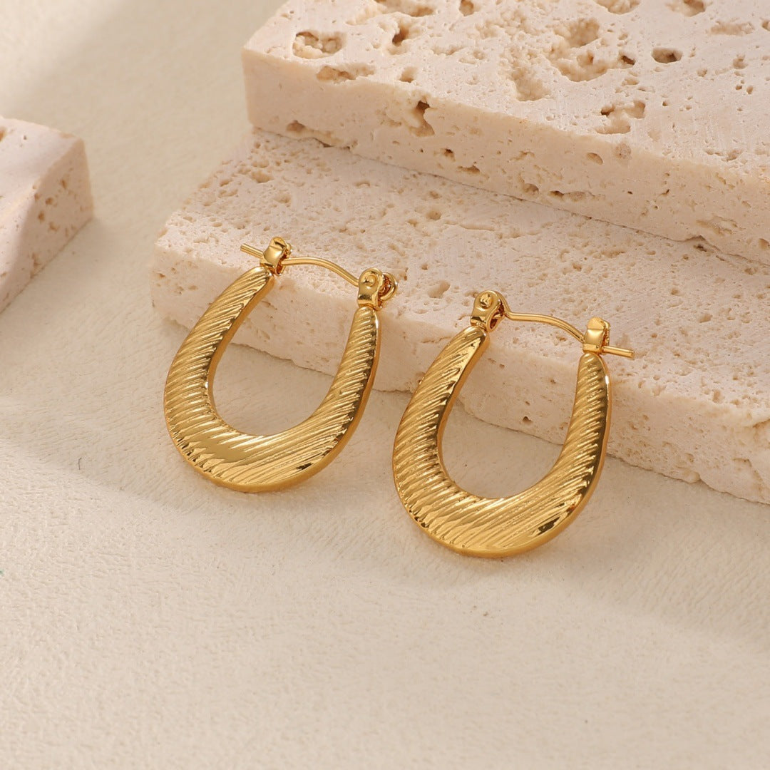 Women's Hanging Earrings with Integrated, Textured Design Symbol Fashion