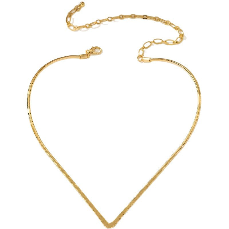 Women Choker Necklace with Modern V Design Symbol Fashion