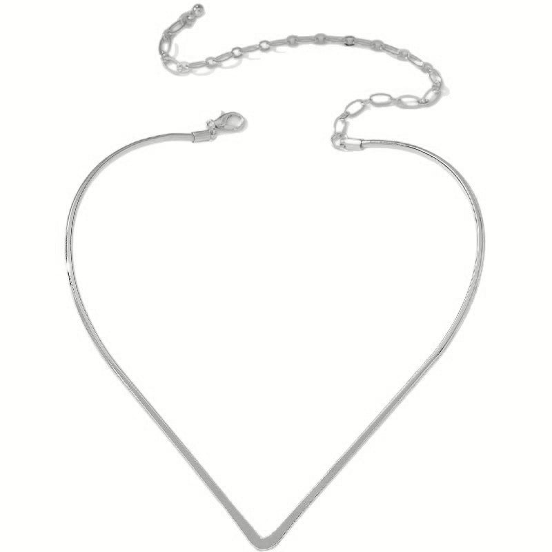 Women Choker Necklace with Modern V Design Symbol Fashion
