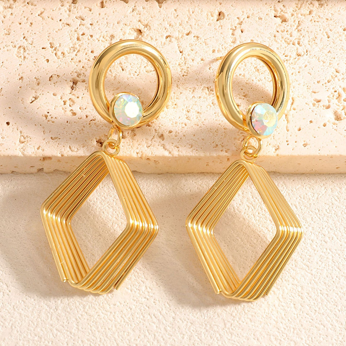 Women's Design Earrings with Geometric Wire Motif Symbol Fashion