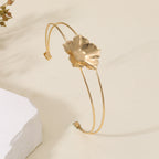 Women Open Bangle with Artistic Flower Motif Symbol Fashion