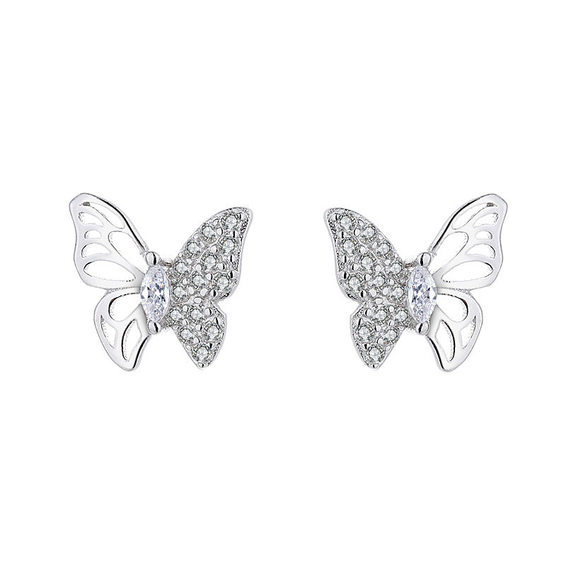 Ladies earrings in an elegant butterfly design with sparkling zirconia Symbol Fashion
