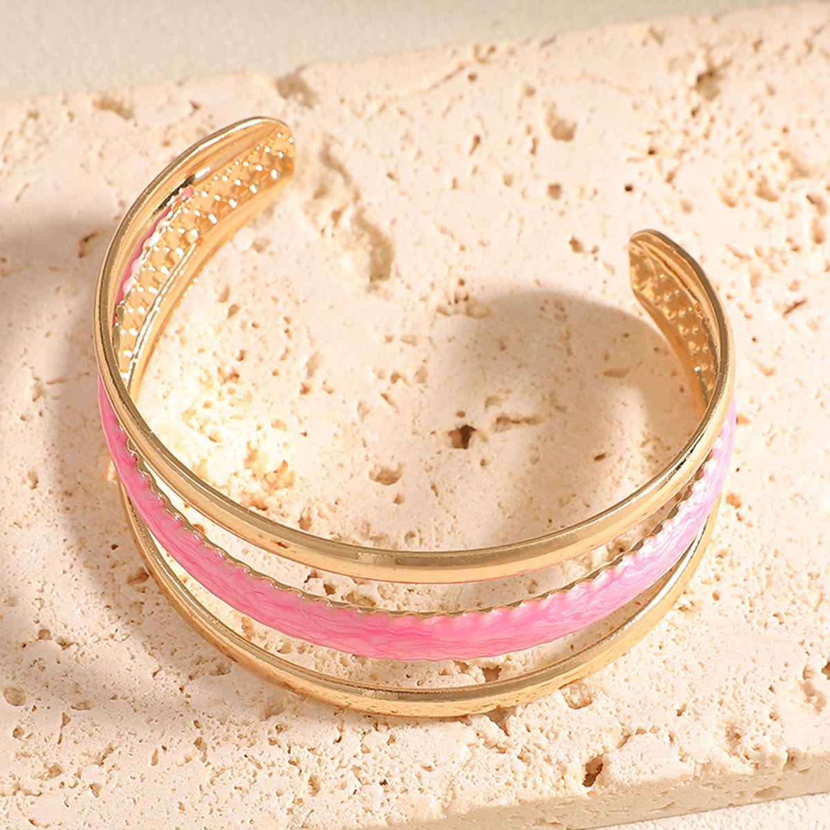 Women Open Bangle with Artistic Relief Design Symbol Fashion