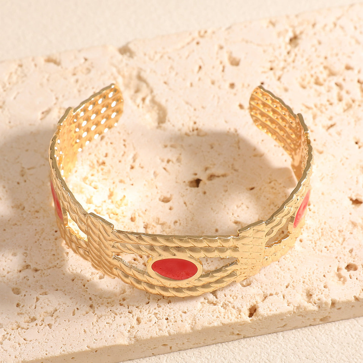 Women Open Bangle with Artistic Braiding Pattern Symbol Fashion