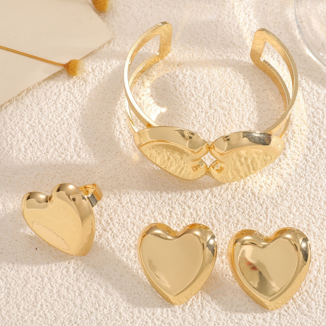 Women's Open Bangle with Elegant Heart Shape Symbol Fashion