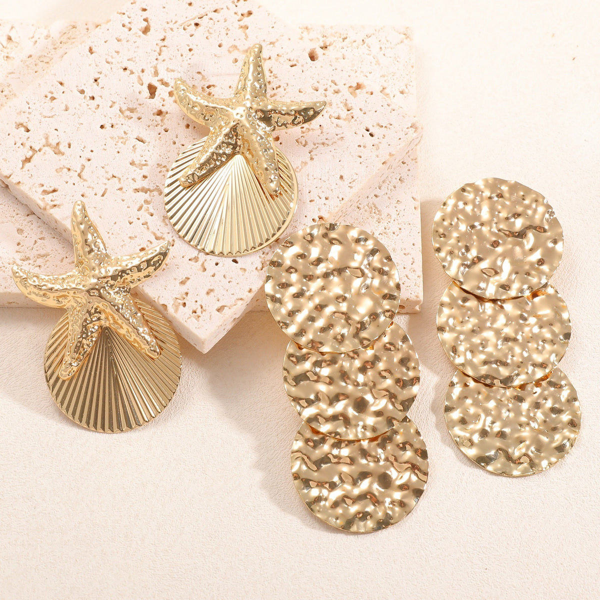 Women's ear clips in luxurious shell and starfish design Symbol Fashion