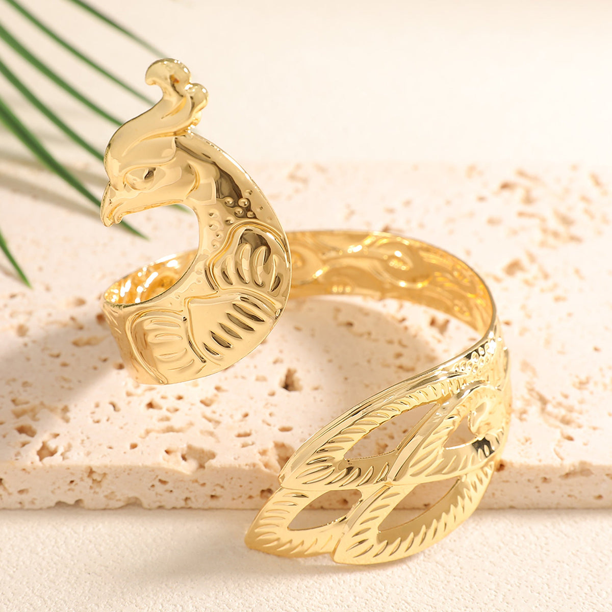 Ladies Open Bangle with Artistic Coral Pattern Symbol Fashion