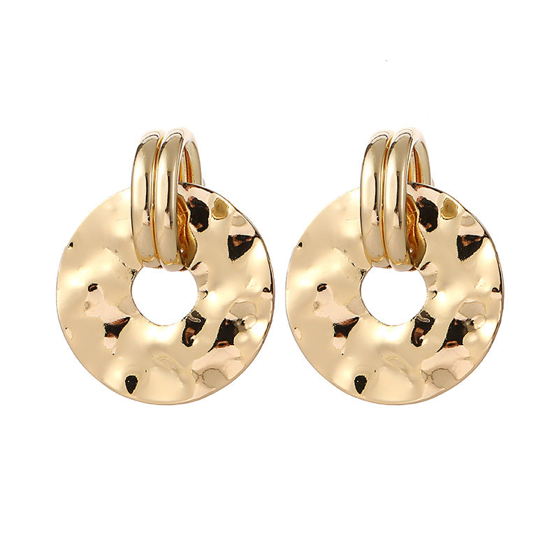 Women's elegant earrings with rustic, folded design Symbol Fashion