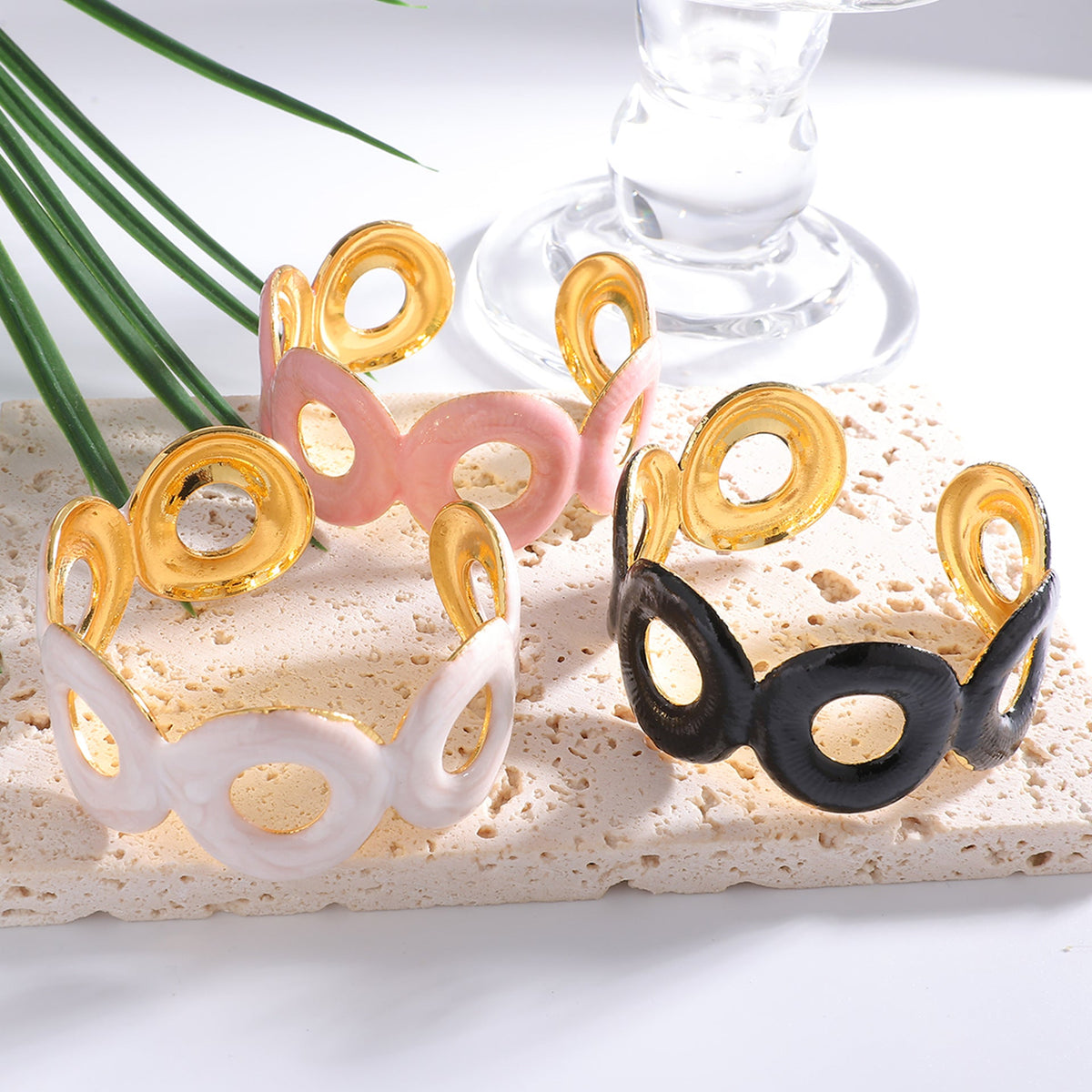 Ladies Open Cuff Bracelet with Crossed Design Symbol Fashion