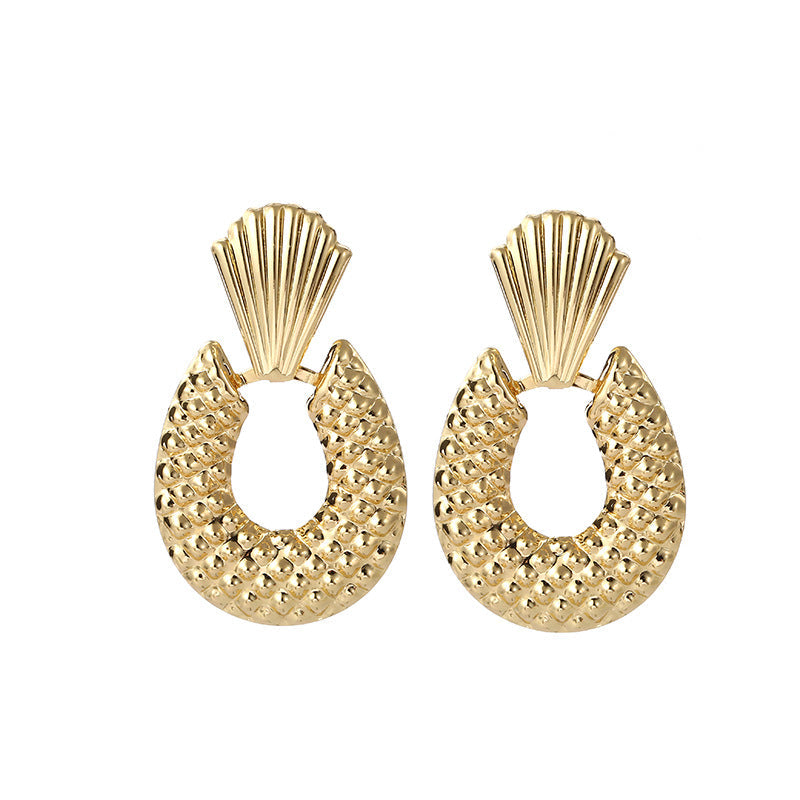 Ladies Hanging Earrings in Modern Rectangular Design Symbol Fashion