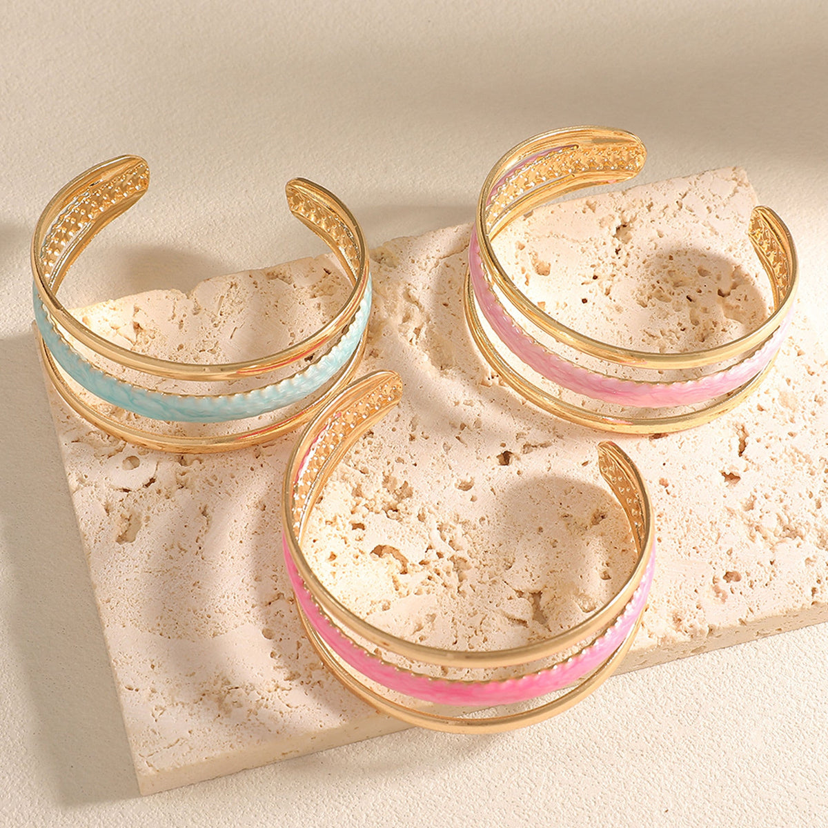 Women Open Bangle with Artistic Relief Design Symbol Fashion