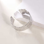 Ladies Open Cuff Bracelet with Artistic, Organic Design Symbol Fashion